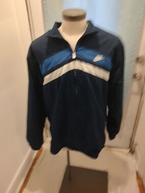 Nike Navy Blue Track Jacket with White & Royal Chevron Men's 2XL